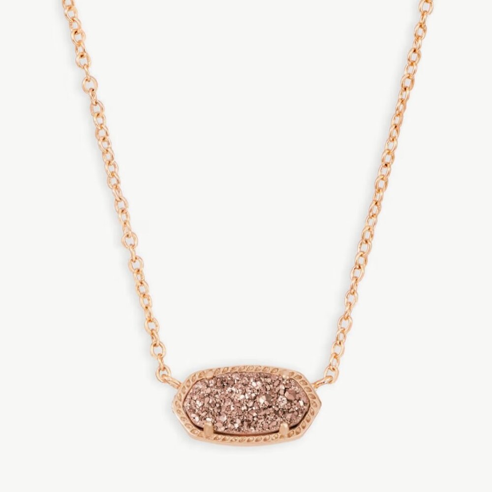Kendra Scott “Elisa” Pendant Necklace – Rose Gold Drusy